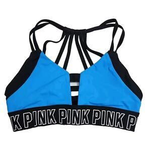 Victoria Secret Pink Sports Bra Womens Size Small Blue Ultimate Strappy